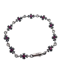 克罗心  红钻十字手链纯银材质