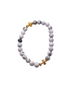 克罗心 十字镀金白玛瑙手串纯