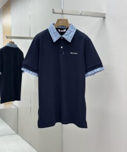 MIUMIU格纹徽标POLO衫工艺