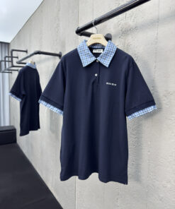 MIUMIU格纹徽标POLO衫工艺说