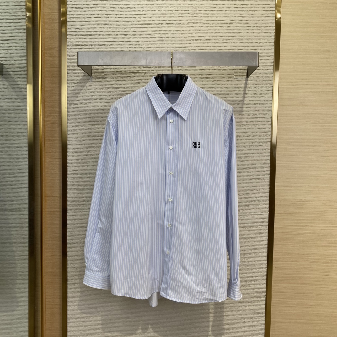 MIUMIU缪缪徽标刺绣格纹衬衫