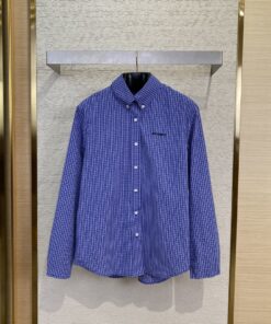 MIUMIU缪缪徽标格纹长袖衬衫