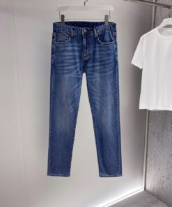 PR三角标识男士小直筒修身牛仔