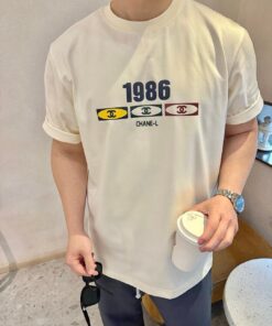 小香中古风高级字母米色短袖T恤_4005