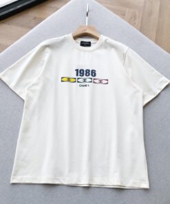 小香中古风高级字母米色短袖T恤_4007