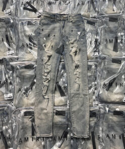 自主AMIRI手绘泼墨破洞做旧水